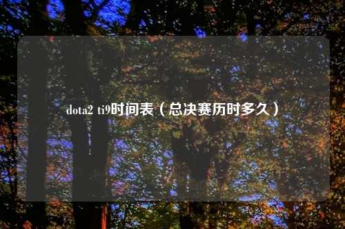 dota2 ti9时间表（总决赛历时多久）