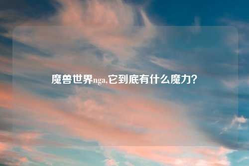 魔兽世界nga,它到底有什么魔力？