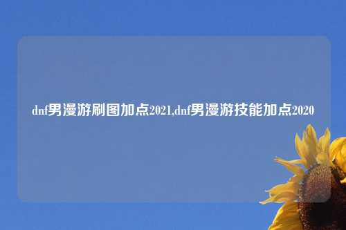 dnf男漫游刷图加点2021,dnf男漫游技能加点2020