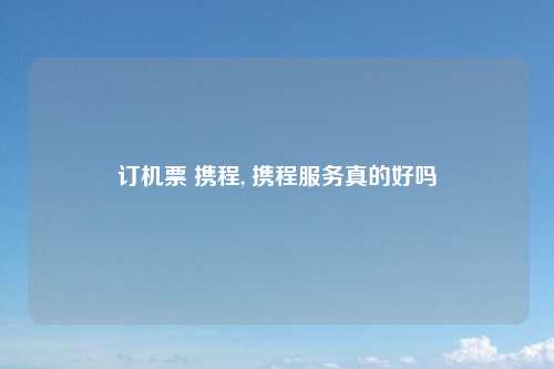 订机票 携程, 携程服务真的好吗