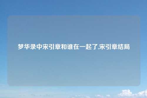 梦华录中宋引章和谁在一起了,宋引章结局