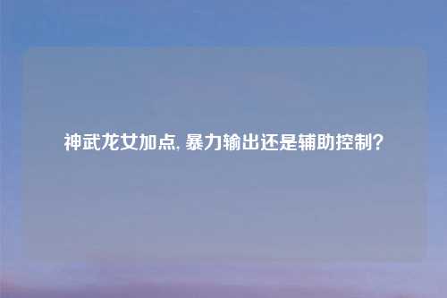 神武龙女加点, 暴力输出还是辅助控制？