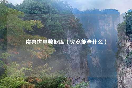 魔兽世界数据库（究竟能查什么）