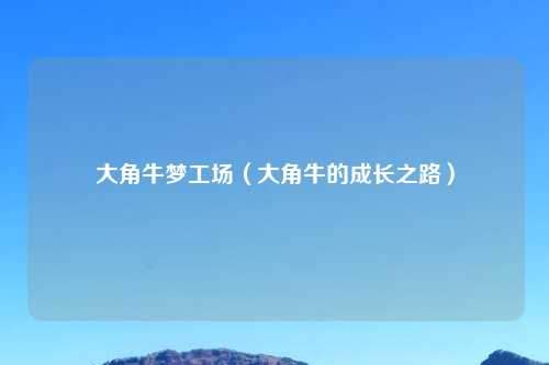 大角牛梦工场（大角牛的成长之路）