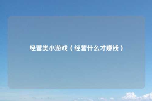经营类小游戏（经营什么才赚钱）