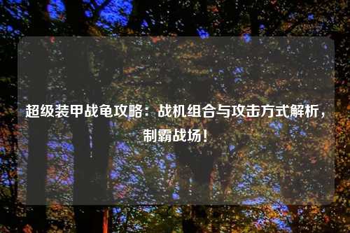 超级装甲战龟攻略：战机组合与攻击方式解析，制霸战场！