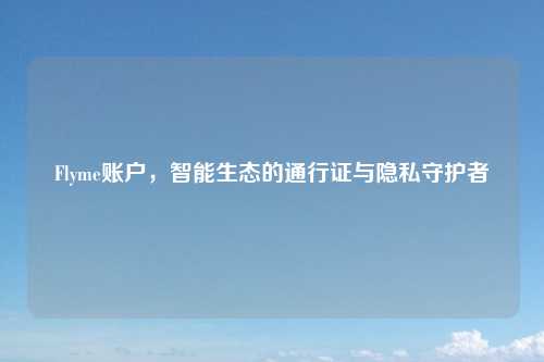 Flyme账户，智能生态的通行证与隐私守护者
