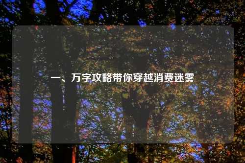 一、万字攻略带你穿越消费迷雾