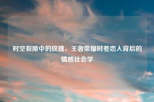 时空裂隙中的玫瑰，王者荣耀时差恋人背后的情感社会学