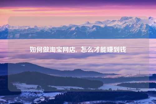 如何做淘宝网店,  怎么才能赚到钱