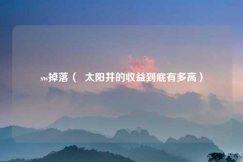 sw掉落（  太阳井的收益到底有多高）