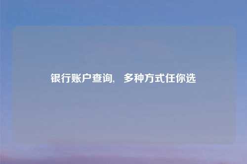 银行账户查询,   多种方式任你选